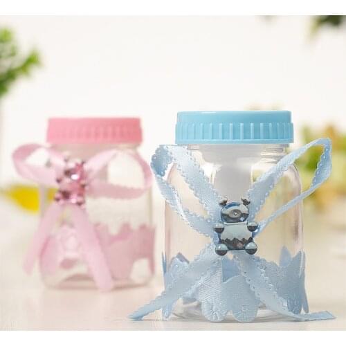 12pcs Mini Feeding Bottles Girl Boy Baby Shower Favor Boxes Christening Baptism Party Chocolate Candy Dragee Gift Boxes Supplies