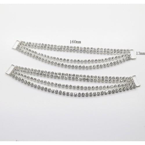 2pcs 4 ROWS Crystal Rhinestone Bikini Connectors buckle/Bag Buckle Shoes Chain Bra Swimwear bridal dress Embelishment