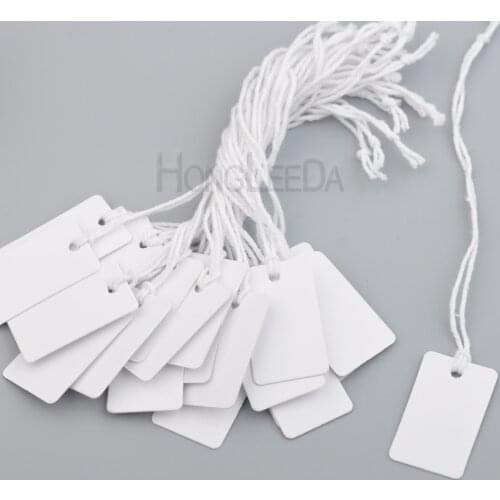200pcs/lot paper price tag/hangtag 2*3.3cm blank white gift tags rectangle with white cotton strings cord Free Shipping 002
