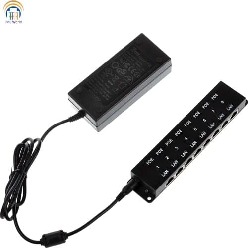 24V Passive PoE Connector Kit 8 Port 100mbps POE Injector for 8 UBNT 24Volts IP Cameras include 24V60W Power Adapter