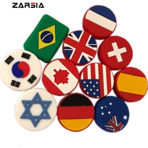 50pcs Muti National flags tennis racket vibration dampener tennis racquet damper