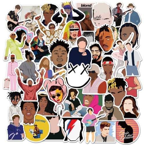 50 Pcs Musician Series Stickers Aesthetic Journal XXXtentation TheWeeknd CharliePuth 6ix9ine Marshmello BrunoMars Stickers Diary