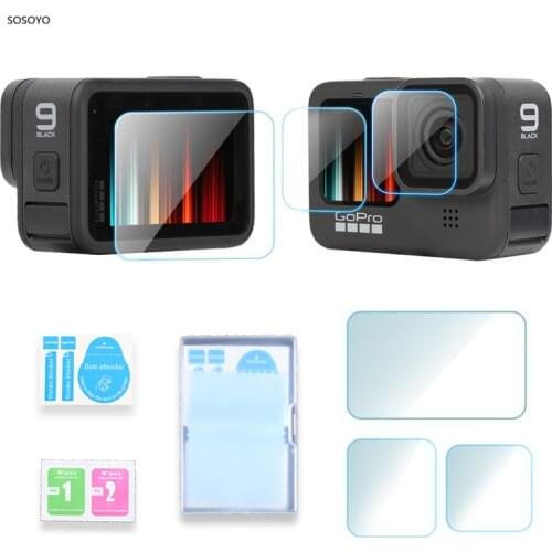 9H Screen Tempered Glass Film Lens Protective Film Front Back Screen Protector Set For GoPro Hero 9 Black Camera Accessories
