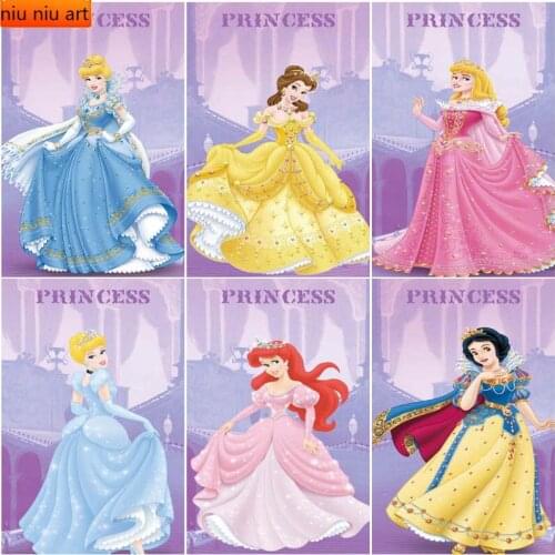 5D DIY Diamond Painting Disney Princess Belle Snow White Cross Stitch Full Square/Round Diamond Embroidery Mosaic Home Decor