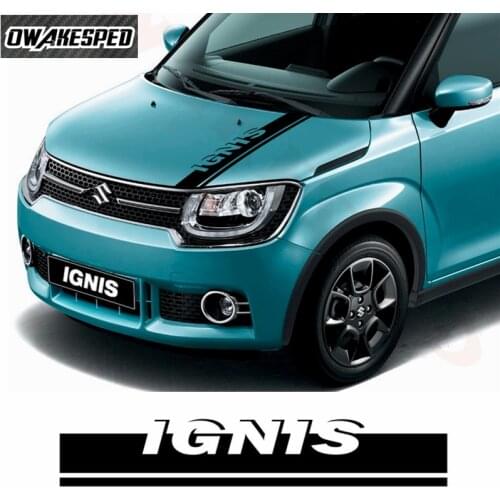 For-Suzuki IGNIS Auto Bonnet Stripes Sticker Car Hood Engine Cover Decor Stickers Sport Styling Carbon Fiber Vinyl Decals