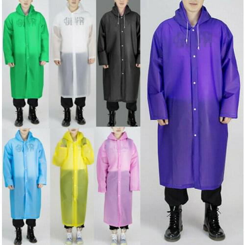 Women Men Clear EVA Raincoat Waterproof Rain Coat Hooded Poncho Long Rainwear
