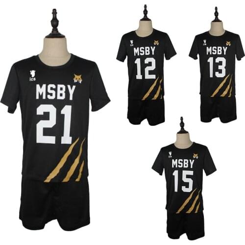 Haikyuu Shirts MSBY Black Jackals Cosplay Costume Karasuno High Miya Atsumu Hinata Shouyo Volleyball Uniforms Sportswear Jerseys