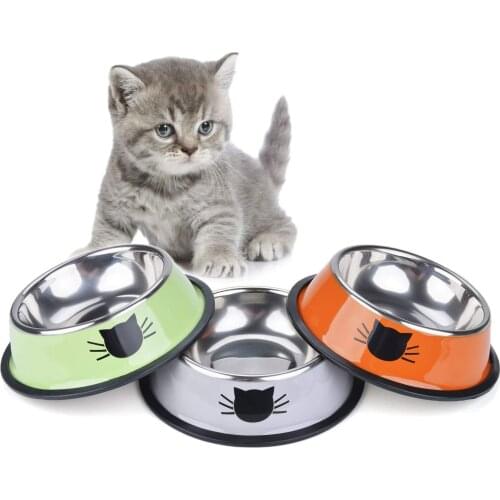 Cat Bowl Pet Bowl Stainless Steel Cat Food Water Bowl with Non-Slip Rubber Base Small Pet Bowl Cat Feeding Bowls