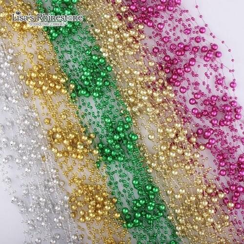 5 Meters 4pcs/lot Fishing Line Artificial ABS Pearl Beads Chain Garland DIY Wedding Party Decor Cloth Hair Accessories