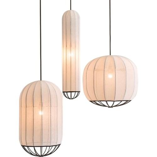 MIDOSHARK Modern simple style lantern-shaped cloth chandelier Pendant lights for dining room