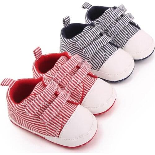Fashion Striped Baby Shoes Soft Non-slip Soled Newborn Canvas First Walkers New Infant Boy Girls Casual Shoes Sneakers