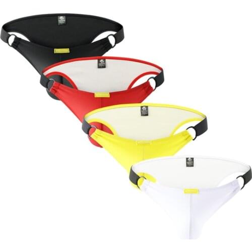 Men Briefs PU Leather Ring Patchwork Underwear Male Cueca Masculina Penis Pouch Gay Panties Ropa Tanga Hombre Bikini Clubwear