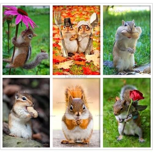 5D Diy Diamond Painting Animal Full Drill Squirrel Art Pictures Embroidery Cross Stitch Kit Mosaic Home Decoration Gift Hobby