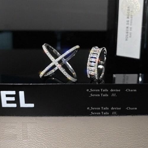 Finger Rings Set for Women Girls INS Fashion Luxury High Carbon Diamond Bridal Rings Sparkling Wedding Party Fine Jewelry Gifts