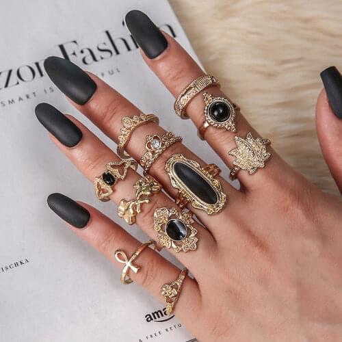 Bohemian rings for women Undefined Bague Rings Set for Girls Gift Slytherin Bagues Fidget Signet Ring Gothic Schmuck
