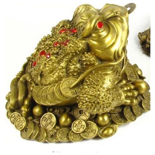 Real pure frog statues animal Brass head figure statues sculpture business gift booming copper Lucky gold toad Decoration home