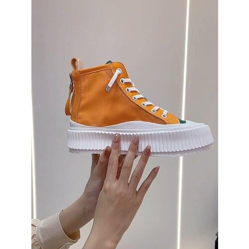 2021new style canvas shoes womens platform biscuit shoes increased board shoes white shoes high-top thick-soled womens shoes