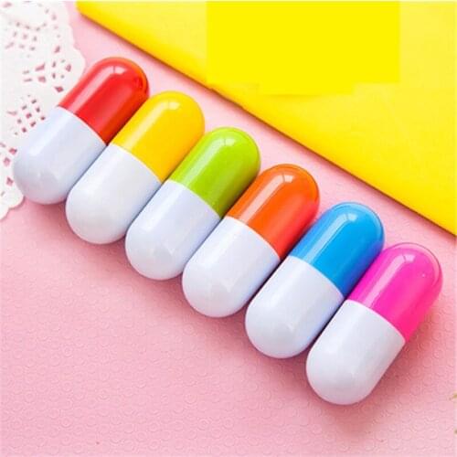 Wholesale 100PCS/LOT 0.5mm Blue Ink Korea Stationery Cute Candy Color pills Capsule Ball-point Pen