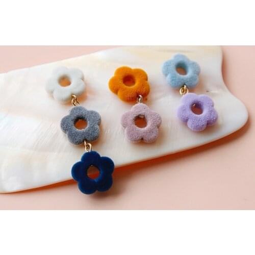 The fall and winter flocking pendant vintage earrings hair clip hand material DIY homemade jewelry accessories 4pcs