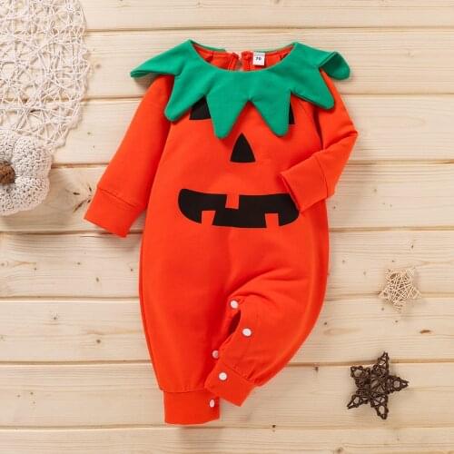 Autumn Halloween Newborn Baby Rompers Toddler Children Kids Baby Boys Girls Halloween Pumpkin Romper Jumpsuit Baby Clothes