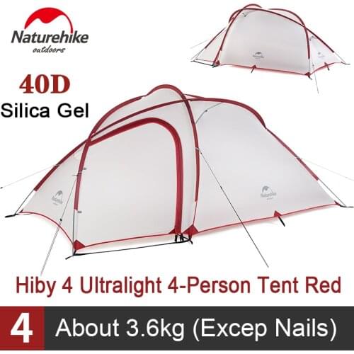 Naturehike New Hiby 3 Camping Tent 3-4 Person Ultralight Outdoor Family Travel Tent 4-Season 20D Waterproof Portable NH17K230-P
