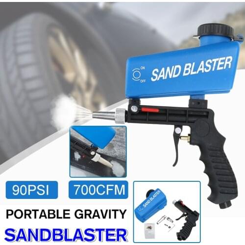 Portable Gravity Pneumatic Sandblasting Guns 90 Psi Adjustable Small Air Blasting Machine Derusting Sandblasting Spray Gun Set