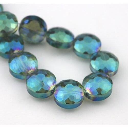 Wholesale Crystal DIY Accessory 50x 8*14mm Transparent Green Flat Round Glass Beads Decorative Room Beaded Curtains Chandelier