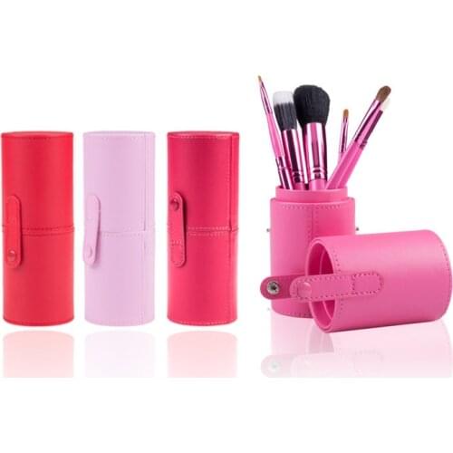 9 Colors Empty Portable Travel Makeup Brushes Round Pen Holder Cosmetic Case PU Leather Cup Brush Holder Tube Storage Organizer