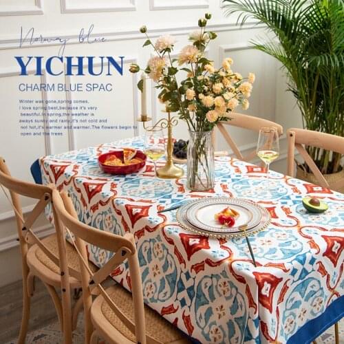 Luxury American Country Cotton Linen Tablecloth Retro Ethnic Table Cloth Coffee Rectangular Waterproof No-wash Flax Table Cover