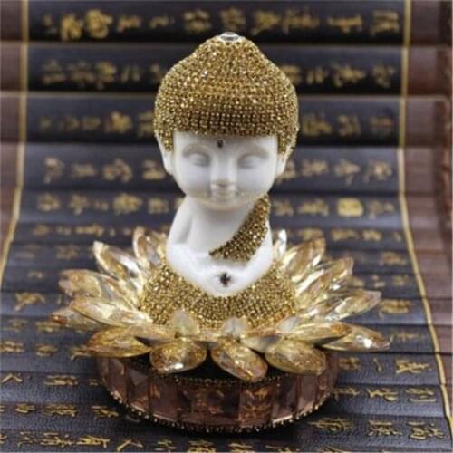 Luxury Ceramic Crystal Lotus Buddha Car Perfume Holder Tathagata Home Decorative Freshener Bottle Seat-type Fashion Ornaments