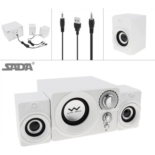 SADA S-20 2.1 Mini 3W Wooden Subwoofer PC Speaker Music USB Computer Speaker with 3.5mm Audio Plug for Desktop / TV / Smartphone