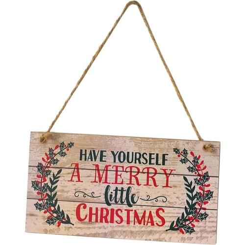 Merry Christmas Board, Welcome Sign Hanging Wall Plaque Decoration with Jute Rope Hanger Party Holidays Favors