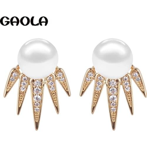 GAOLA Charm Exquisite Imitation Pearl Austria Zircon Earring Trendy Crystal Stud Earrings for Girl/Woman GLE5524Y