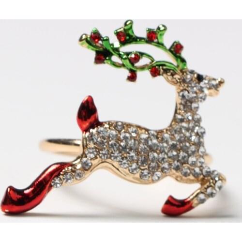 SHSEJA 12pcs/lot Christmas deer napkin ring silver gold alloy napkin ring napkin buckle hotel wedding table decoration