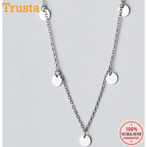 TrustDavis Round Choker Necklace Link Chain Party Small Circle Charm For Women Fashion 925 Sterling Silver Jewelry Gift DA1555