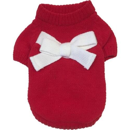 Pet Dog Cat Knited Sweater Jumper with Big Bow Design Puppy Hoodie Winter Warm Clothes Apparel