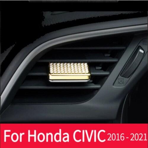 Console Air Outlet With Diamond Decoration Stickers 10th Generation Civic Cover Trim Interior Accessories Car decoration