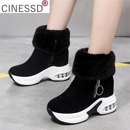 2021 Women Ankle Boot Fashion Warm Plush Winter Snow Boots Retro Zipper Boots for Women Platform Boots Botas Mujer Women Shoes