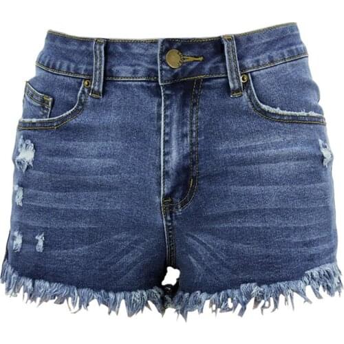 Plus Size Women Denim Shorts Jeans High Waist Shorts Fringe Frayed Ripped Hot shorts Girls Summer Women Shorts Jeans