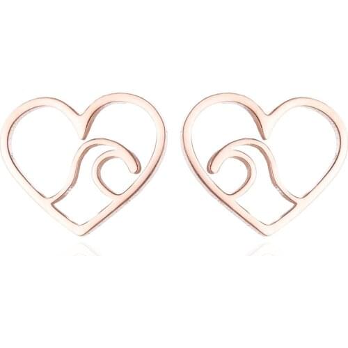 Ocean Wave Heart Earrings for Women Stainless Steel Simple Nature Wave Ocean Jewelry Earrings Travelling Outdoor Gifts