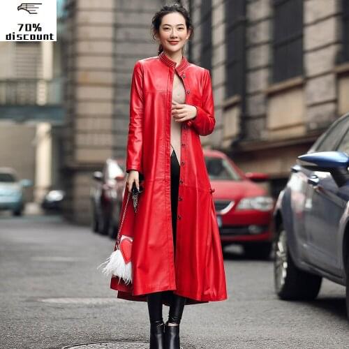300% Real Sheepskin Coat Female Long Trench Coats Autumn Winter Jacket Women Genuine Leather Jacket Chaqueta Mujer MY