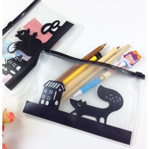1pcs/lot Forest Animal Transparent Pencil Pouch Stationery Frosted Pen Bag Pen Holder School Supplies for Children Gift