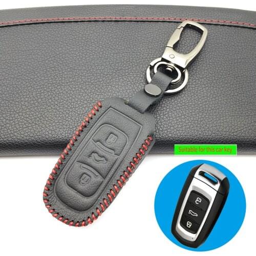 100% Leather Car Key fob Case Cover Shell Set Holder for Geely Emgrand EC715 EC718 Global Hawk GX7 Remote Accessories