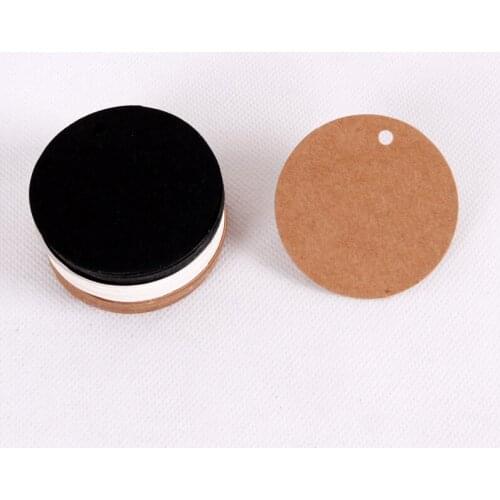 100pcs/lot 5x5cm Round Shape Tags Labels Blank Kraft White Black Paper Cards Tags for Jewelry Clothes Cakes Party Greeting Cards