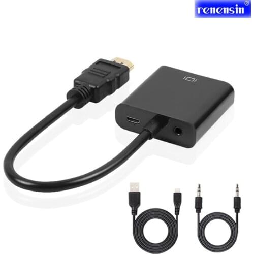 Monitor TV Male to Female HDMI to VGA Cable Converter connector with Audio usb Power Adapter for PS3 PS4 STB PC Laptop Tablet