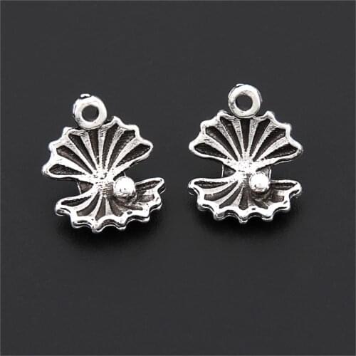 20pcs Silver Color Sea Shell Charms Ocean Beach Pendant Women Handmade Necklace Bracelets Jewelry Making Findings 15X6mm A3197