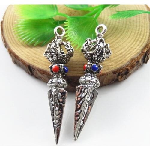 2pieces)Male Dec Alloy Shadowbane Necklace Pendant Vintage Sword Creative Bracelet Charms 53*14mm Jewelry Findings Crafts 52551