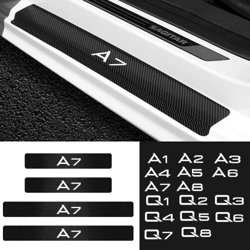 4PCS Carbon Fiber Car Door Sill Protector Decor Stickers Decals For Audi A1 A2 A3 A4 A5 A6 A7 A8 Q1 Q2 Q3 Q4 Q5 auto Accessories