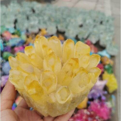 600g Natural Yellow Ghost Phantom Quartz Crystal Cluster Healing Specimen For Decor