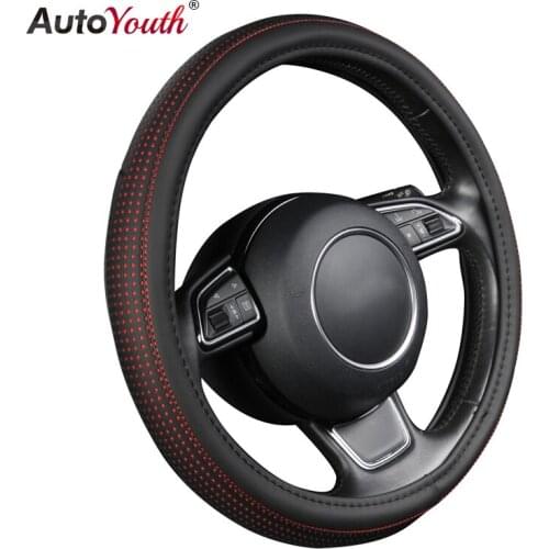 AUTOYOUTH Car Steering Wheel Cover Red Dot Black Universal 15 inch Car Interior Accessories For Most Car Types For lancer x